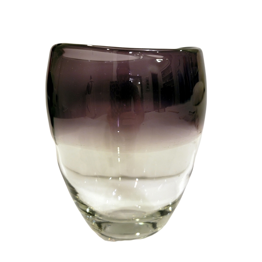 0mbre Purple to Clear Hand Blown Vase